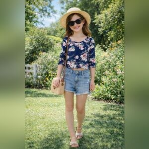 🎈Girl Floral Crop Top Sz10